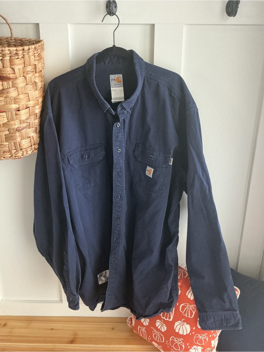 Carhartt FR Men's Dark Navy Button-Down Work Shirt